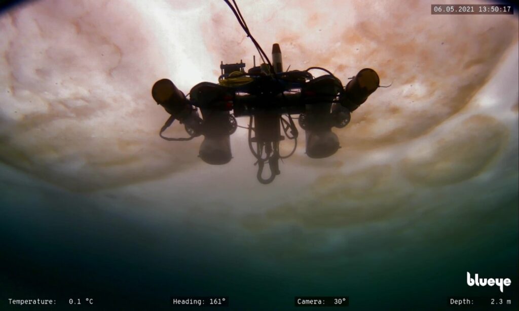 Underwater photo of an ROV.