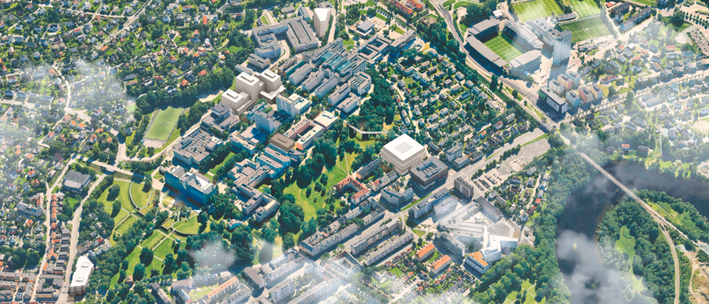 Illustrasjonsbilde av campus på Gløshaugen sett i fugleperspektiv